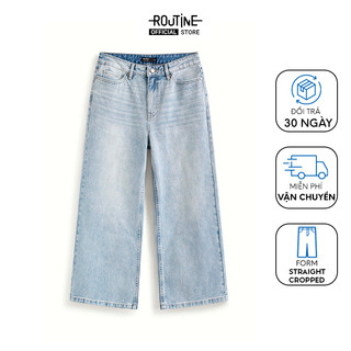 Quần Jean Nữ Ống Suông Trơn Form Straight Cropped - Routine 10S24DPAW001