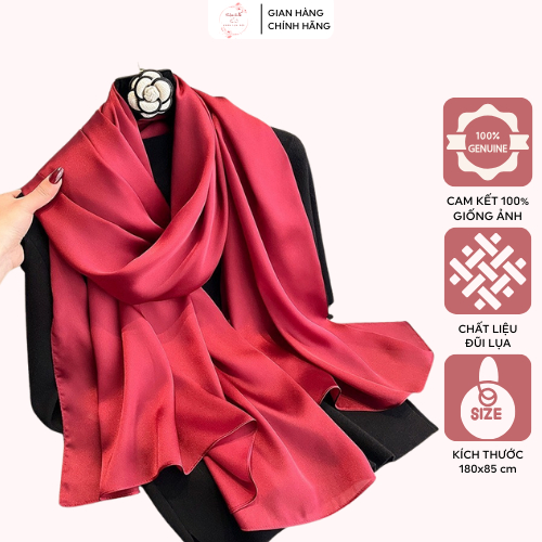 Khăn choàng lụa cao cấp màu trơn bản to 180x85cm sang trọng, Khăn quàng cổ lụa bóng nhẹ tự nhiên siêu mềm mại