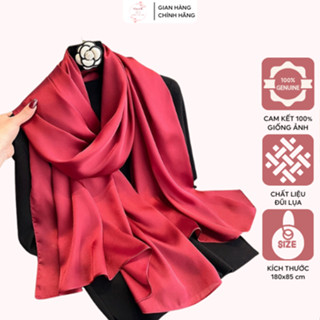 Khăn choàng lụa cao cấp màu trơn bản to 180x85cm sang trọng, Khăn quàng cổ lụa bóng nhẹ tự nhiên siêu mềm mại