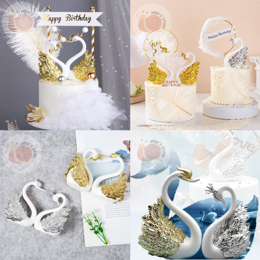 Đôi thiên nga  - phụ kiện bánh sinh nhật và trang trí bánh kem