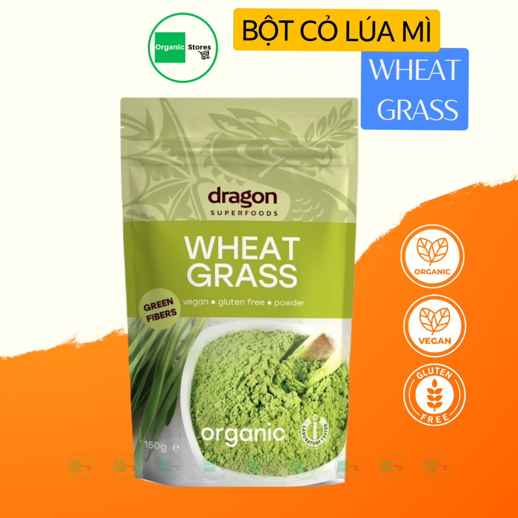 Bột cỏ lúa mì hữu cơ Wheat Grass 150gr Dragon - Diet Food - Bột thực vật - Ăn thực dưỡng - Organic Stores