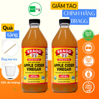 [COMBO] Giấm táo hữu cơ Bragg (có giấm mẹ) chai 473ml - Raw Apple Cider Vinegar
