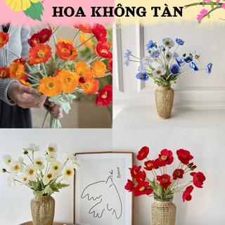  Hoa Poppy giả Hoa Anh Túc Nhân Tạo Cánh To Giả Decor Trang Trí Nhà Cửa Chụp Ảnh Siêu Đẹp 