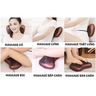 Gối massage Loại 1 hồng ngoại 8 bi, gối massage cổ vai gáy cao cấp chính hãng