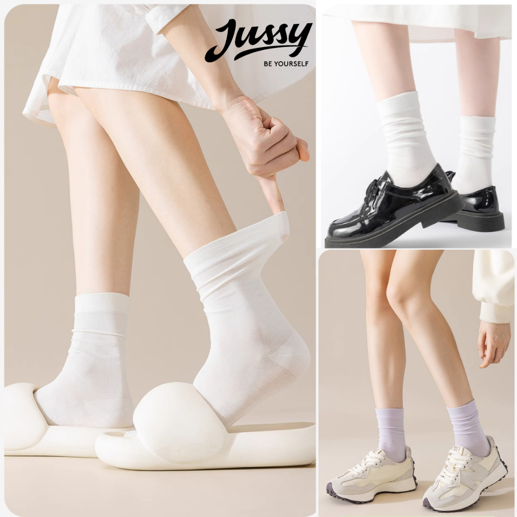 Tất Cổ Cao Trơn Jussy Official Chất Vải Cotton Co Giãn Thời Trang Hàn Quốc Cho Nam Và Nữ (1 ĐÔI) | BigBuy360 - bigbuy360.vn