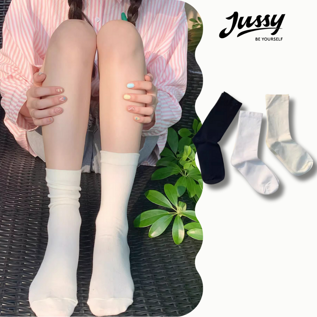 Tất Cổ Cao Trơn Jussy Official Chất Vải Cotton Co Giãn Thời Trang Hàn Quốc Cho Nam Và Nữ (1 ĐÔI) | BigBuy360 - bigbuy360.vn