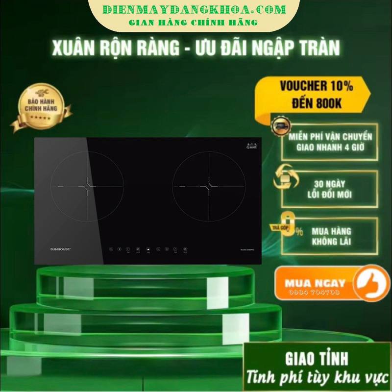 Bếp đôi điện từ SUNHOUSE SHB8100