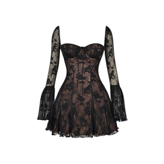  Đầm hela cổ chữ U ống tay dài sang trọng 