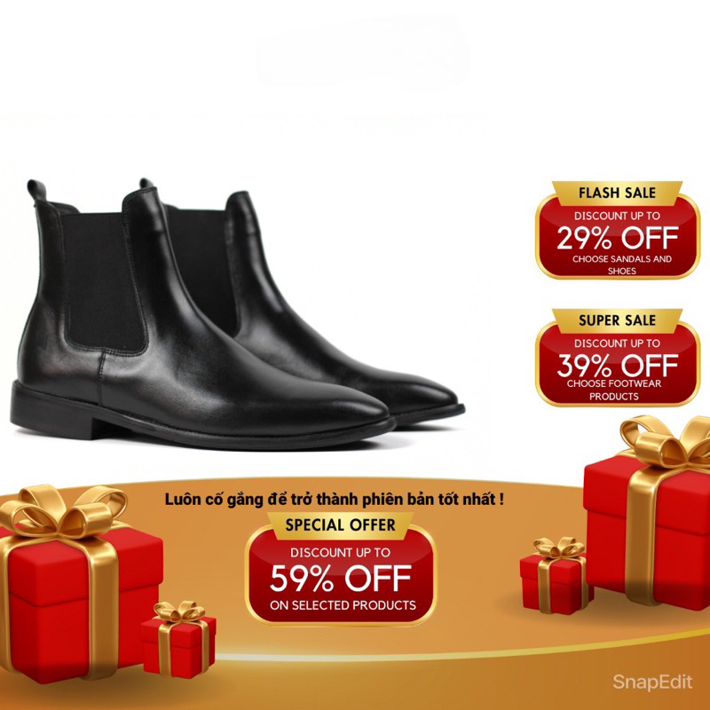Giày Chelsea Boot Nam Cao Cấp Da Nguyên Tấm , Chelsea Boot Mũi Nhọn Sang Trọng Thanh Lịch Mã TT2