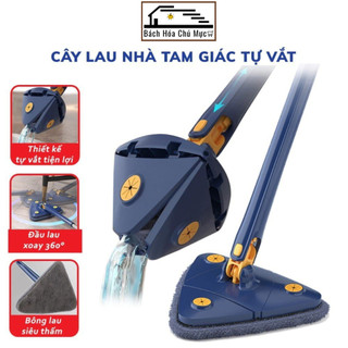 Cây Chổi Lau Sàn Nhà Trần Nhà Lau Kính Hình Tam Giác Đa Năng Tự Vắt Xoay 360 Độ Thông Minh
