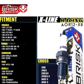 Bugi chân dài 4 chấu đánh lửa đa điểm brisk x-line racing aor12-x8