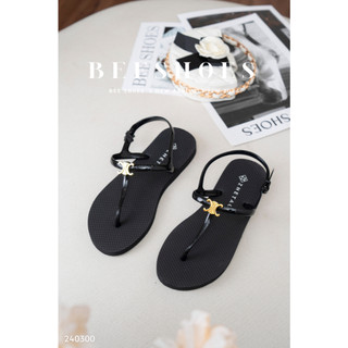 Sandal nữ beeshoes - sandal nữ đế bệt sẵn màu đen 240300