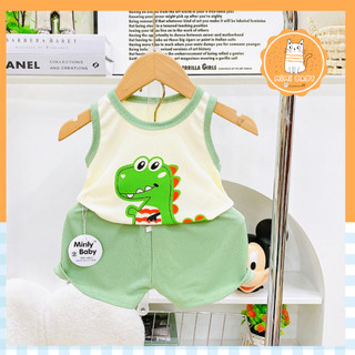 Đồ bộ ba lỗ viền các màu sắc cho bé trai bé gái Mimibaby, vải thun mát mùa hè, MIMI45