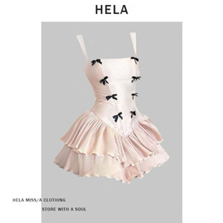 Đầm nữ HELA, váy nữ mùa hè đính nơ xoè nhiều tầng FANGCAOSTORE