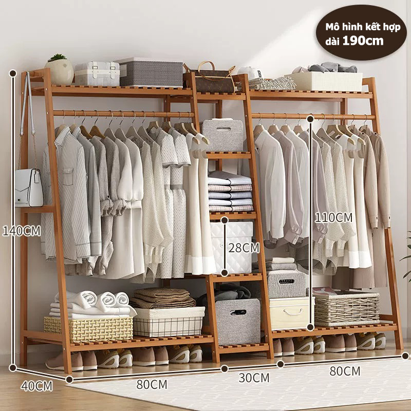 Tủ Quần Áo Tủ Vải Kệ Treo Quần Áo Gỗ Tre Có Ngăn Chứa Đồ Tiện Lợi Hàng Nhập khẩu Giá Treo Quần | BigBuy360 - bigbuy360.vn