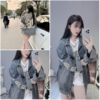  Áo Khoác Jean Tay Dài Form Rộng In Chữ BB❤️ Áo Khoác Bò Nữ phong cách hàn quốc mẫu hot 2024 