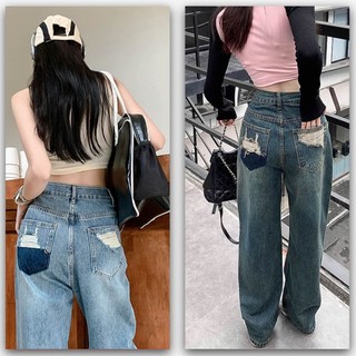 Quần Baggy Jean Nữ Suông Ống Rộng Lưng Siêu Cao Trơn Kiểu ULZZANG