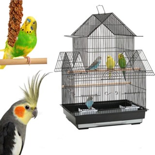 Lồng chim mái nhà 2 tầng [ đủ phụ kiện ] cho vẹt nhỏ