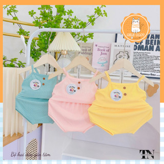 Bộ quần áo ba lỗ, hai dây Mimibaby mặc tại nhà dành cho bé gái basic phong cách Hàn Quốc, MIMI50