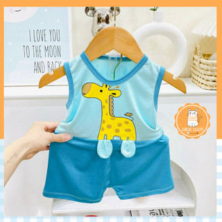 Bộ ba lỗ phong cách Hàn in các chú gấu Mimibaby thun mềm mịn mát, đồ ba lỗ thấm mồ hôi tốt, MIMI48