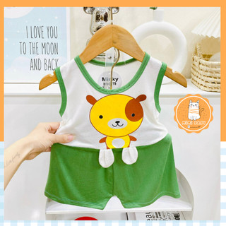 Bộ ba lỗ trẻ em, bộ quần áo sát nách Mimibaby cho bé trai bé gái chất thun lạnh, MIMI49