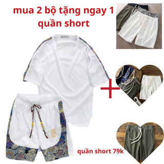 Bộ quần áo nam mùa hè viền sọc mặc mát, bộ thể thao nam vải thun  BH48