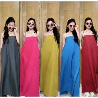 Đầm 2 dây suông dáng dài basic dạo phố