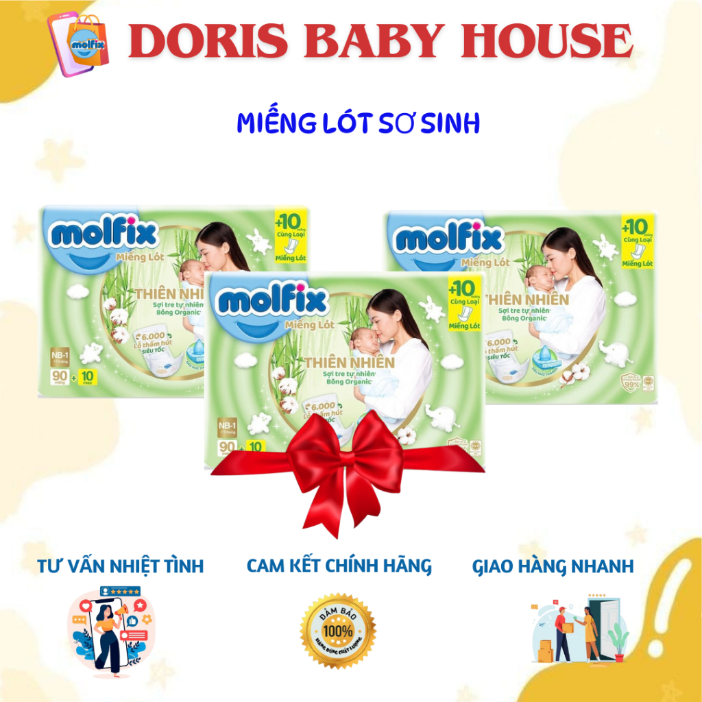 Miếng lót / Tã dán sơ sinh Organic Molfix Newborn1(90+10), Newborn1(64+10), Newborn2(60+6), Tã dán NewBorn (70) miếng