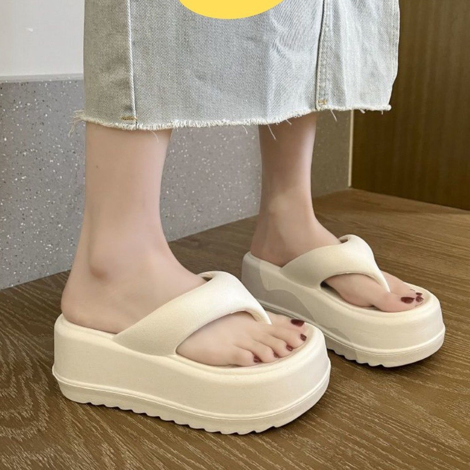 Dép tông xỏ ngón độn đế 6cm, dép xỏ ngón đi biển dép kẹp đế cao siêu xinh