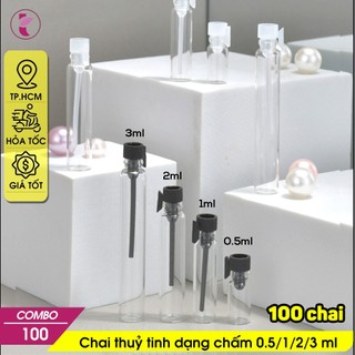 100 Chai thủy tinh chiết mẫu thử nước hoa 0.5ml 1ml 2ml 3ml - lọ mini không chứa dung dịch