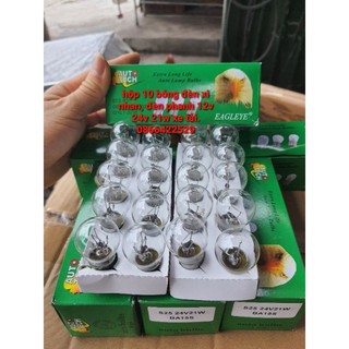 Hộp10 bóng đèn xi nhan , đèn phanh ô tô , xe máy 12v _ 24v 1 tóc , hai tóc con ó