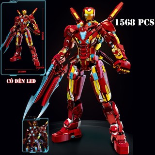  1568 Chi Tiết - CÓ ĐÈN LED - BỘ ĐỒ CHƠI Lắp Ghép Mô Hình Người Sắt Lắp Ráp Mô Hình  ROBOT Biến Hình Iron Men 