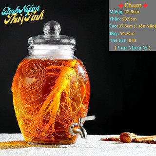 Bình Ngâm Rượu Thủy Tinh 8 Lít Có Van Và Không Van,Bình Thuỷ Tinh