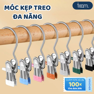 Combo 5 móc kẹp treo đồ đa năng chất liệu thép không gỉ, móc treo khăn, quần áo, tất vớ cần thiết trong mọi gia đình