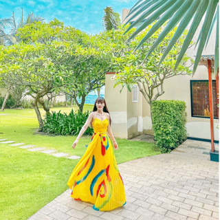  Sét Đầm Maxi Chân Váy Dập Ly Áo Tự Đắp Chéo - Maxingoclan