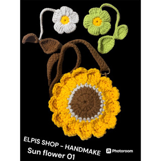 Túi len hoa hướng dương - Tone mùa thu - handmake - Ảnh thật shop tự chụp