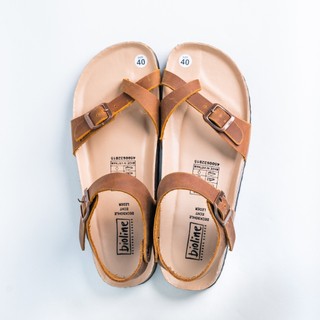 Dk14 - sandal birken đế trấu, dép da bò unisex nam và nữ quai xỏ ngón bioline