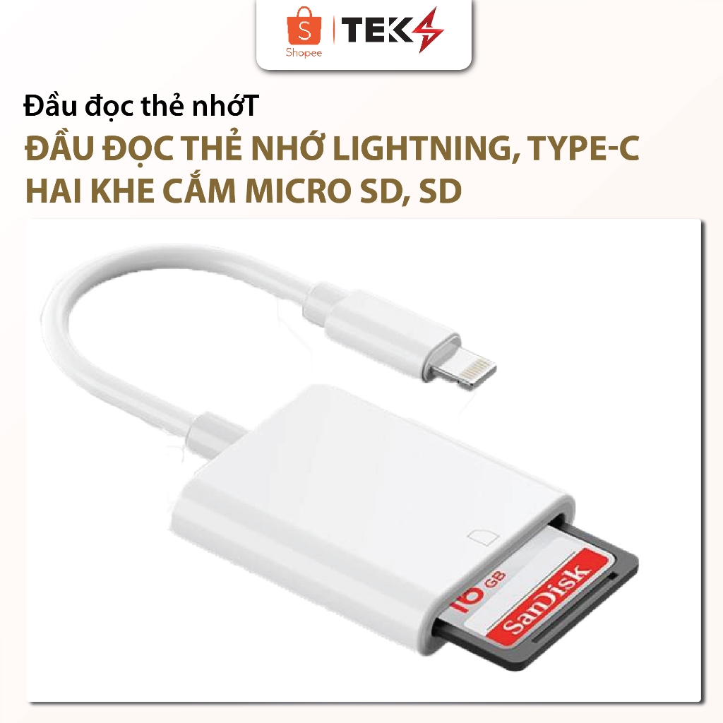 Đầu đọc thẻ nhớ Lightning, Type-C hai khe cắm Micro SD, SD