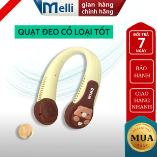 Quạt đeo cổ mini thú vui nhộn wind 3d không cánh MELLI quạt usb siêu dễ thương 3 chế độ gió với dung lượng pin 4000mah