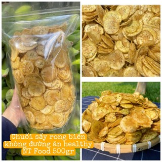  Snack chuối sấy rong biển phô mai healthy sấy mộc không đường ăn kiêng eatclean gói 500gr 
