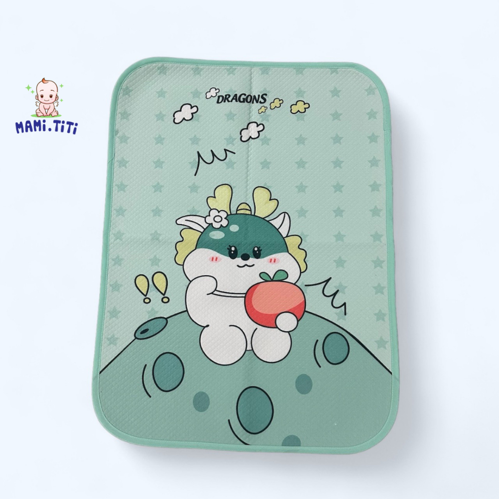 Tấm lót chống thấm manny cho bé 4d in hình gấu êm mềm mại (kích thước 50x70)