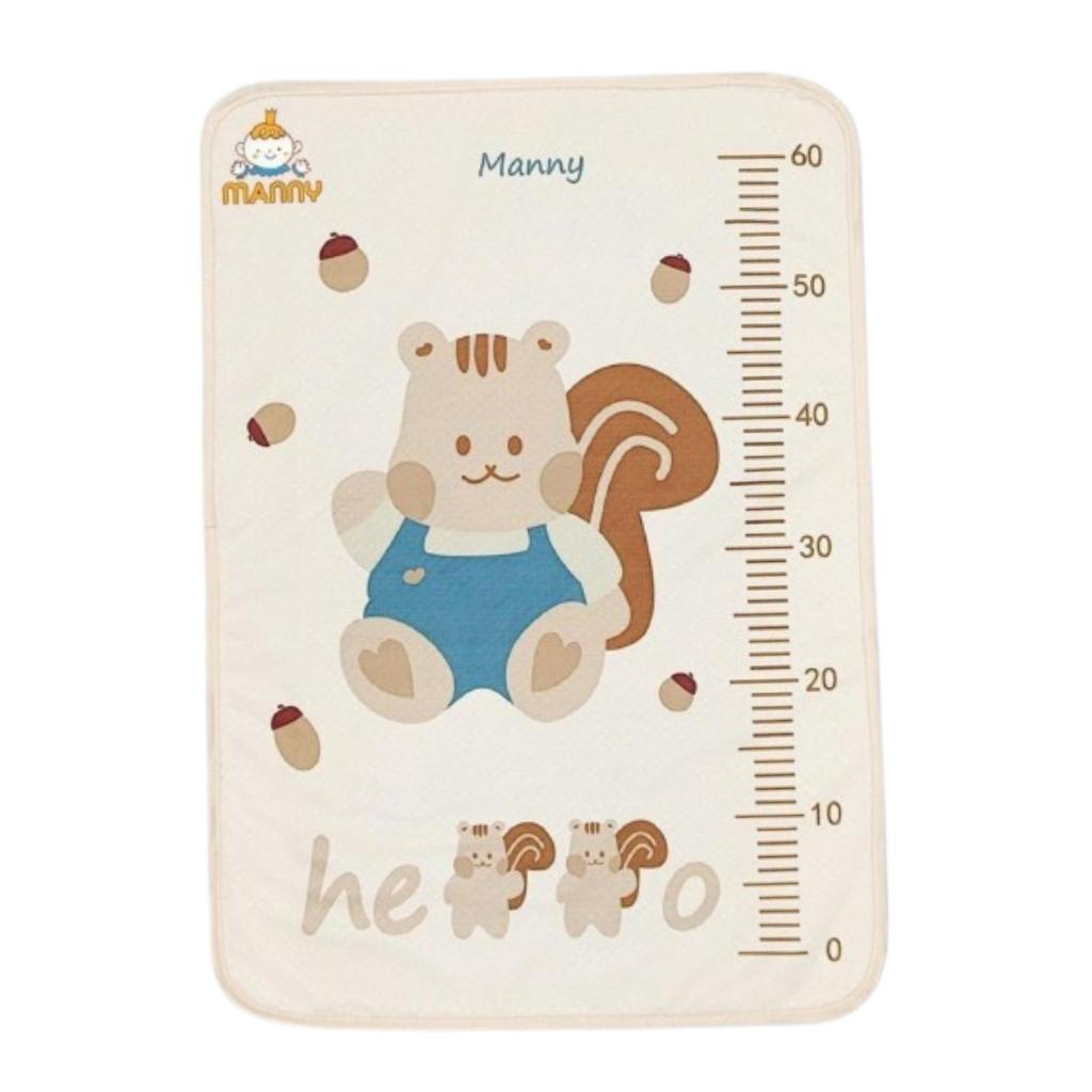 Tấm lót chống thấm manny cho bé 4d in hình gấu êm mềm mại (kích thước 50x70)