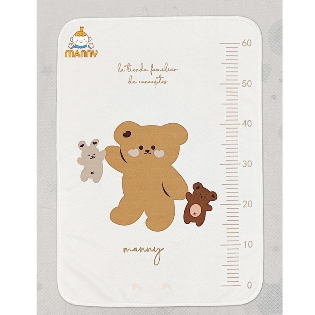 Tấm lót chống thấm manny cho bé 4d in hình gấu êm mềm mại (kích thước 50x70)