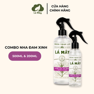 Combo 2 chai nước lau đa năng Lá Mây hữu cơ lên men xịt khuẩn, lau mọi bề mặt tía tô và nha đam chai 200ml và 500ml