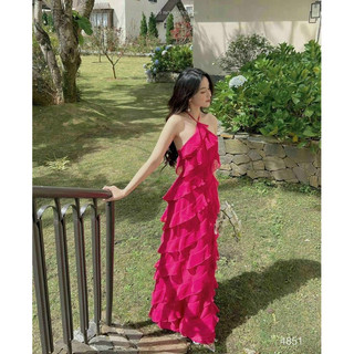 Đầm voan TRIPBLE T DRESS cổ yếm bèo siêu xinh - Free size
