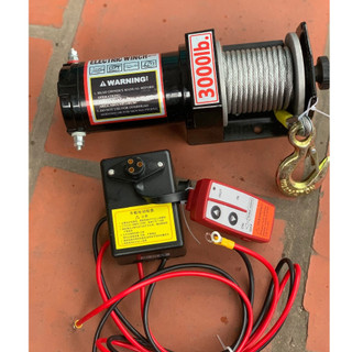 Tời điện 12v 3000lbs kèm điều khiển từ xa tải trọng kéo 1.300kg kéo xe, kéo thuyền