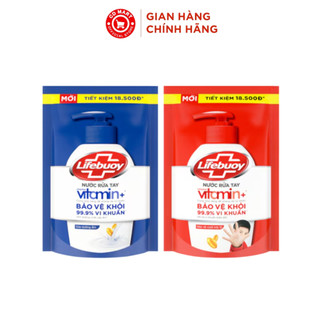  Nước Rửa Tay Lifebuoy Vitamin+ Bảo Vệ Vượt Trội 10 và Vitamin Sữa Dưỡng Ẩm  túi 400g  
