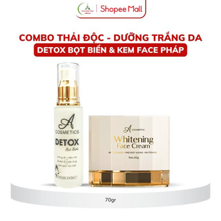 Combo dưỡng trắng da mặt: Kem face pháp + Detox bọt biển - Trắng da, thải độc, mờ thâm, giảm mụn 70g