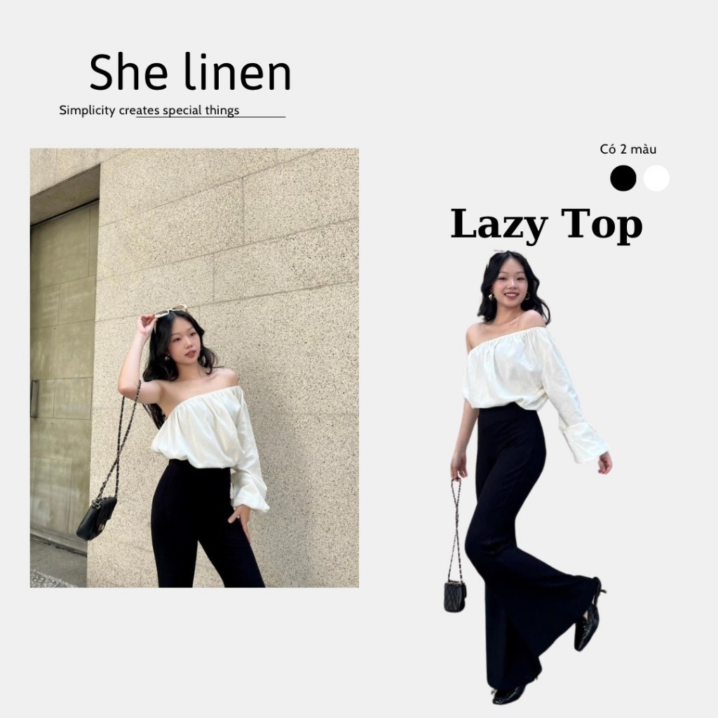 LAZY TOP - Áo Trễ Vai Linen by She Linen