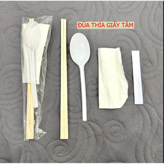 Set 100 bộ combo đũa thìa giấy tăm dùng một lần